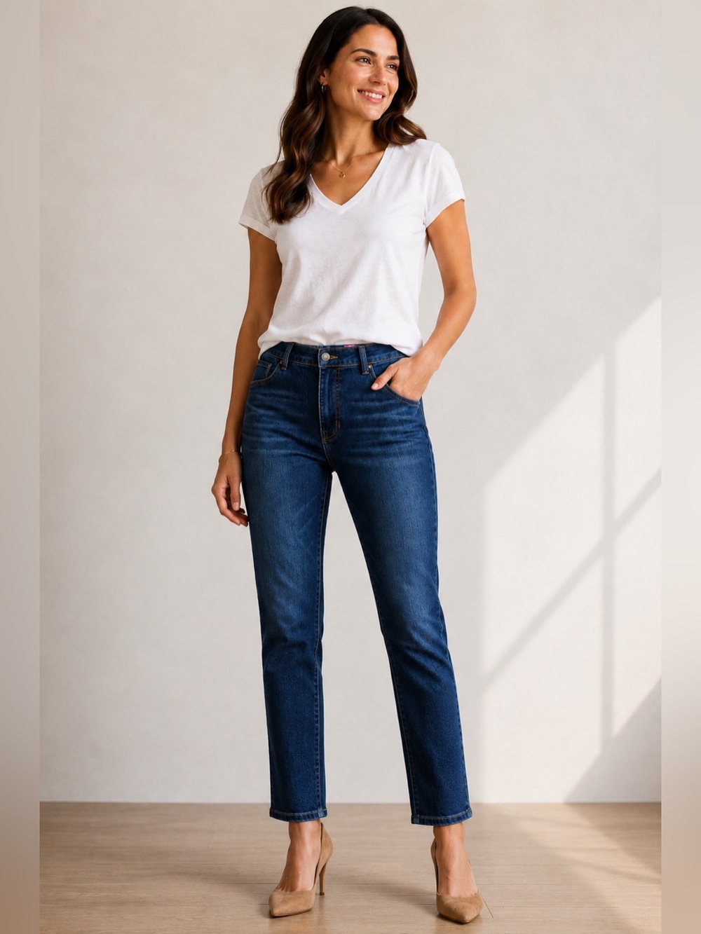 Faith Jeans Straight Leg Jeans Medium Wash 5 Pocket Women’s Size 14